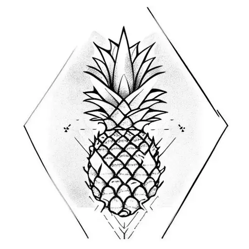 Upside-down Pineapple With Crown On Top Ace Of Spade In One Hand And Pool Cue In Other Hand