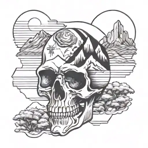 Grateful Dead Skull With The Flatirons Mountains Inside And The Colorado Flag As The Sunset