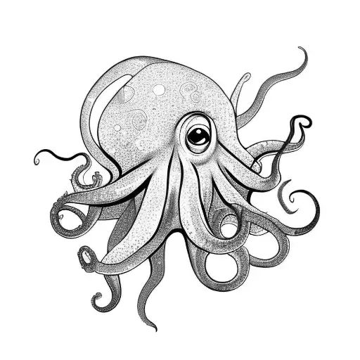 Octopus With Splash Of Watercolor