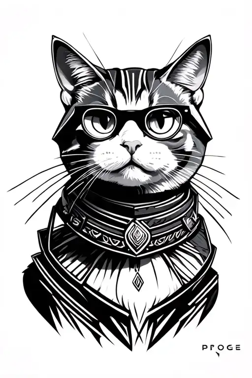 Samurai Cat With Glasses