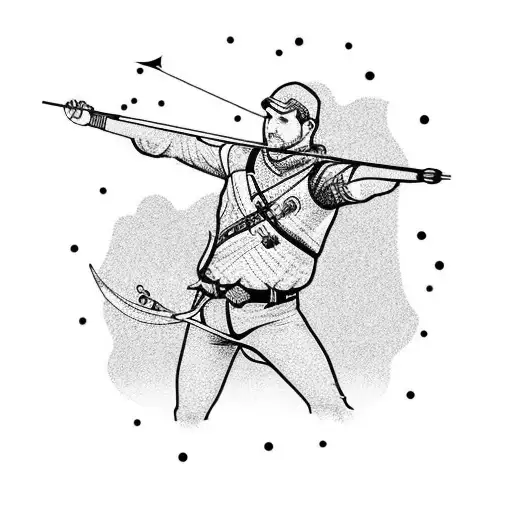 An Archer Shooting A Bow And Arrow At A Moving Target