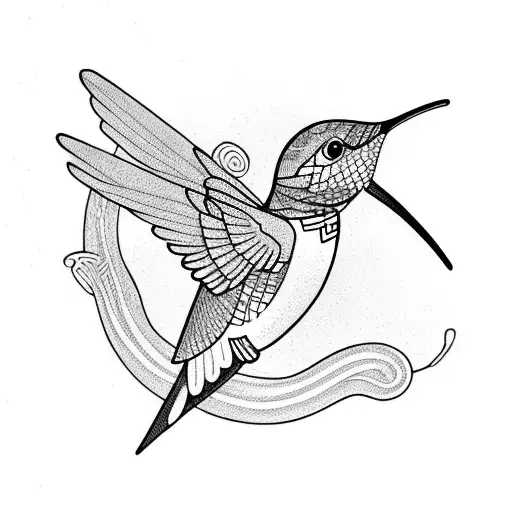 Hummingbird Circled By A Feathered Snake