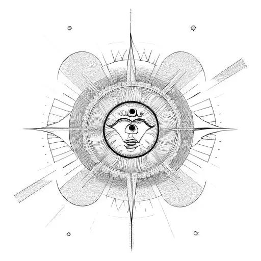 Geometric Sun With Single Line Face Echo