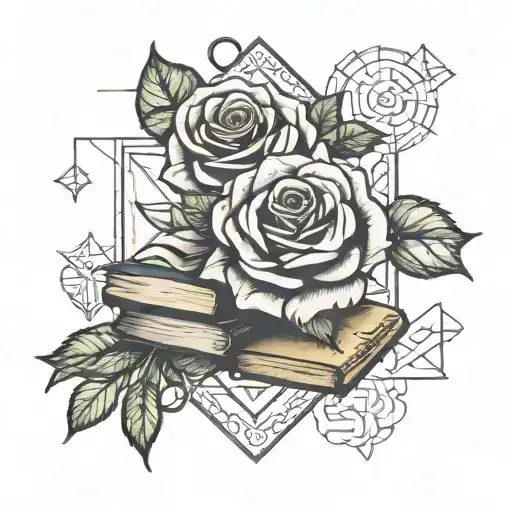 Rose Vine And Books Surrounded