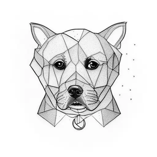 A Minimalist Tattoo Of A Dog And A Cat Sitting Inside A Garage