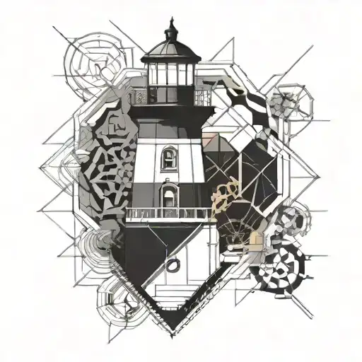 Lighthouse And Octagon Shape Representing