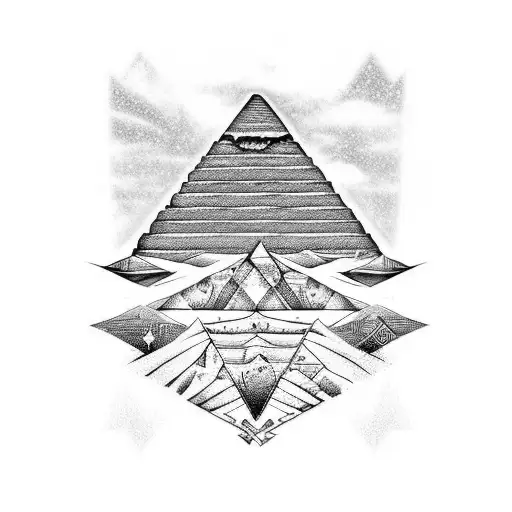 Egyptian Gods Whith Pyramid And Moon For Halfsleeve