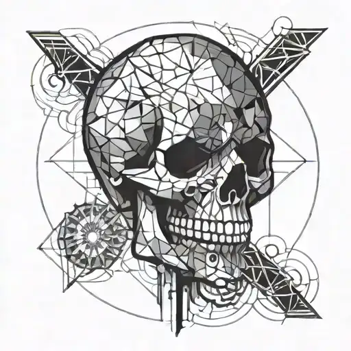 Abstract Skull Modern Circular Caligraph