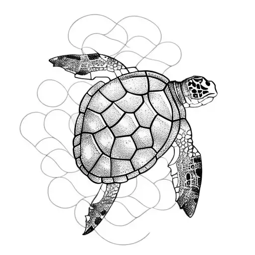 Sea Turtle Child Go To The Sea