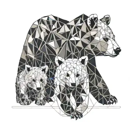 Mother Bear And Baby Bear Looking At Eachother