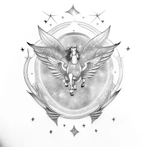 Horse With Wings In A Galaxy