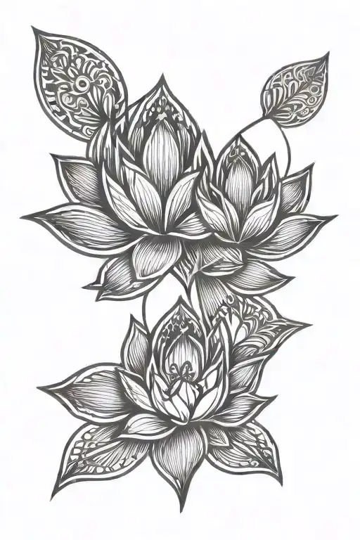 Mother Daughter Unalome Symbol With Lotus