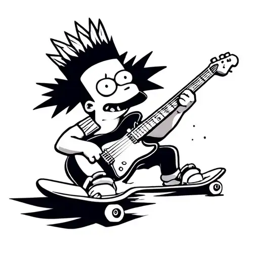 Guitar Waves Indian Bart Simpson Destroy Skate Surfing The Barto