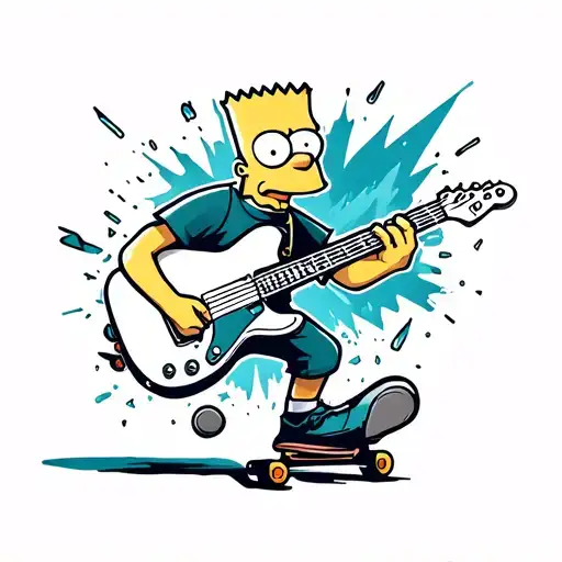Guitar Waves Bart Simpson Destroy Skate