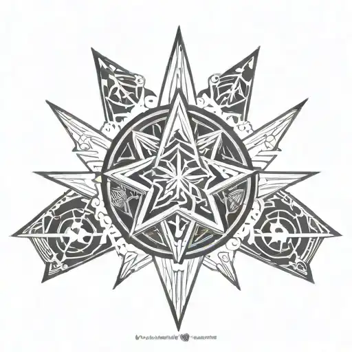 Ishtar Star With Nordic Runes