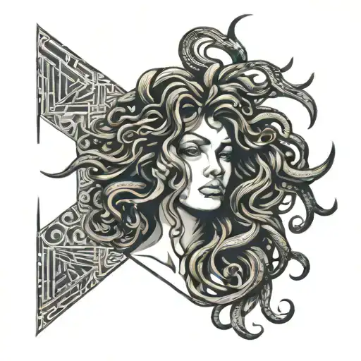 Intense Medusa With A Tear Falling