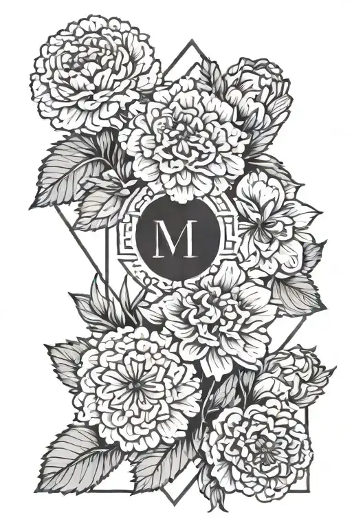 Carnation And Daisy Flower With Initial Aem