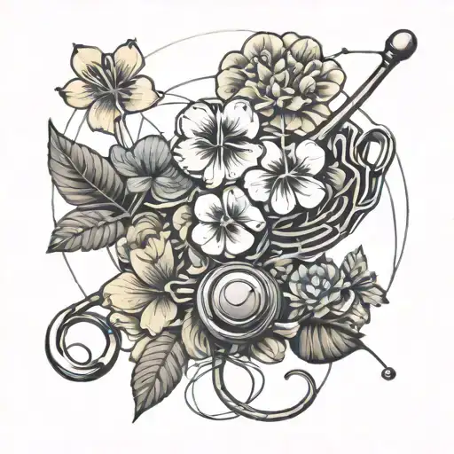 Stethoscope And Island Of Hawaii Flowers