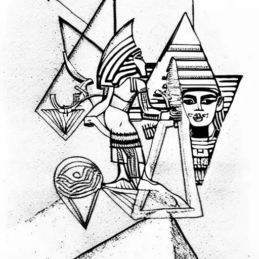 Egyptian Gods With Pyramids