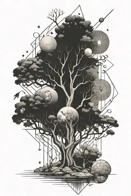 A Sleeve Of A Tree With Underwater And Space Themed