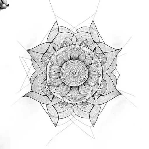 Hexagon And Sunflower Lower Leg Sleeve