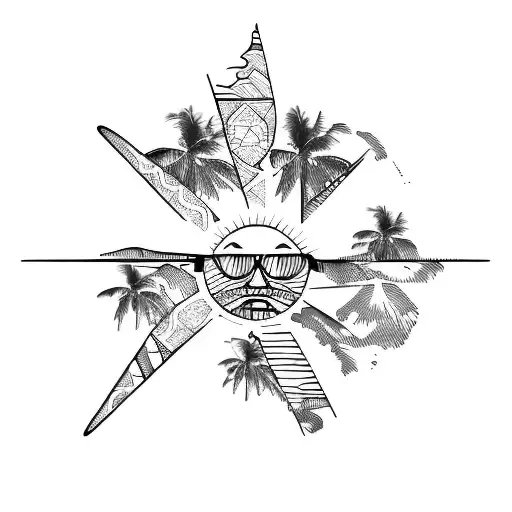 A Beach With Palms And Sun