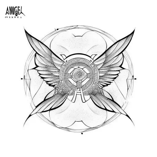 Angle Wings With Lines & Circle
