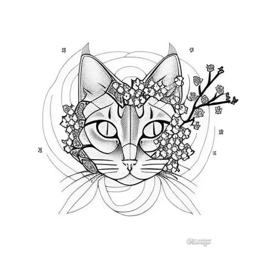 Cherry Blossom And Cat