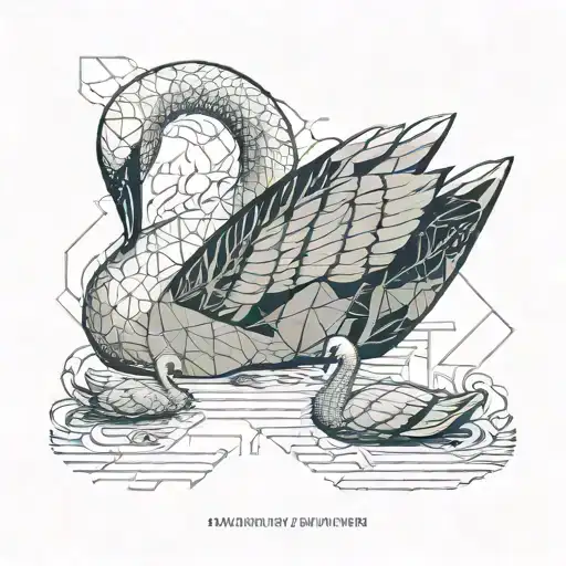 A Mother Swan With 2 Cygnets Incorporating The Name Ada