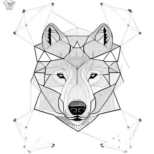 Polar Bear Wolf Combo With Triangles Surrounding
