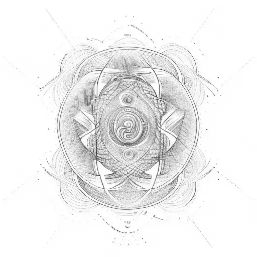 An Abstract Design Of Swirling Waves And Energy Flowing Through A Surfer's Body
