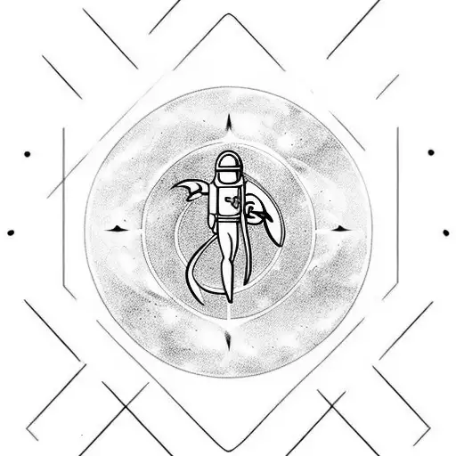 Aquarius Sign Incorporated In A Tattoo Of Astronaut Sitting On A Blackhole