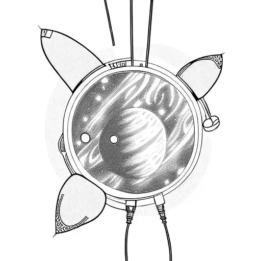 Lonely Headphones Floating In Space Near Uranus