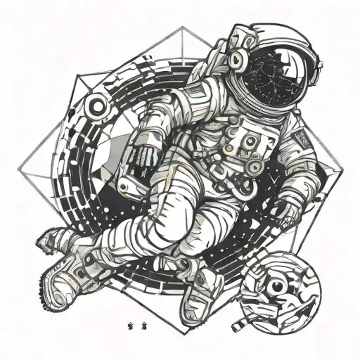Sitting Astronaut Floating In Space