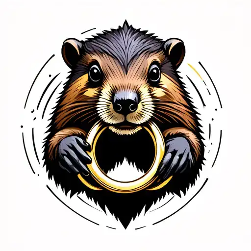 Beaver Holding A Ring