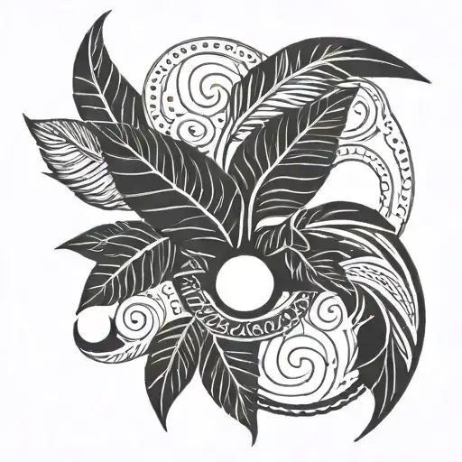 Semi Colon With Kerala Sun And Banana Leaf