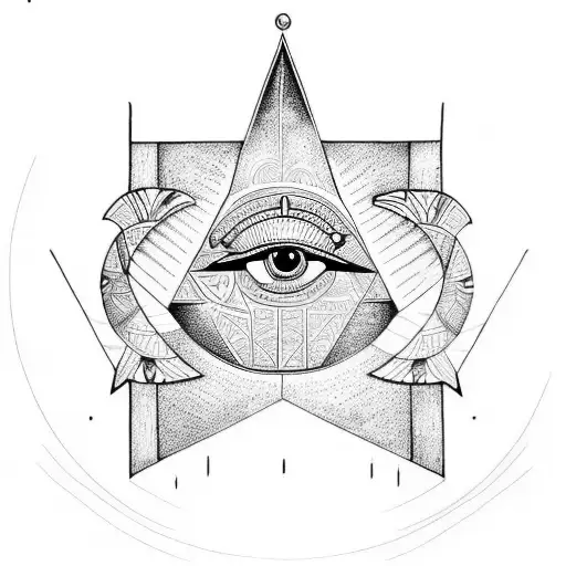 A Detailed Sketch Of An Egyptian Pyramid With The Eye Of Horus At The Top