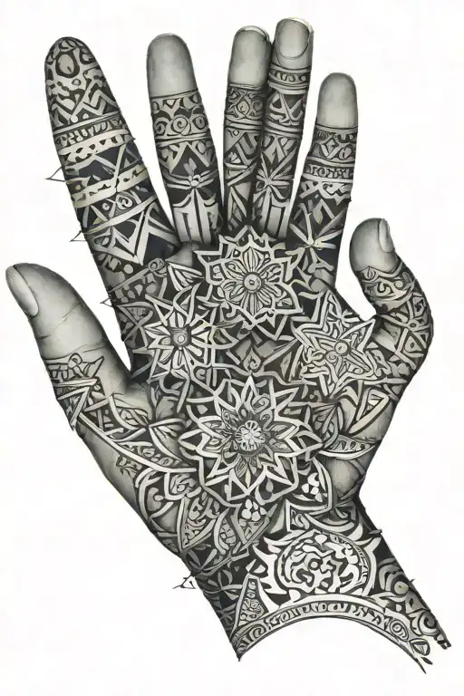 Geometric Henna Tattoo On Hands