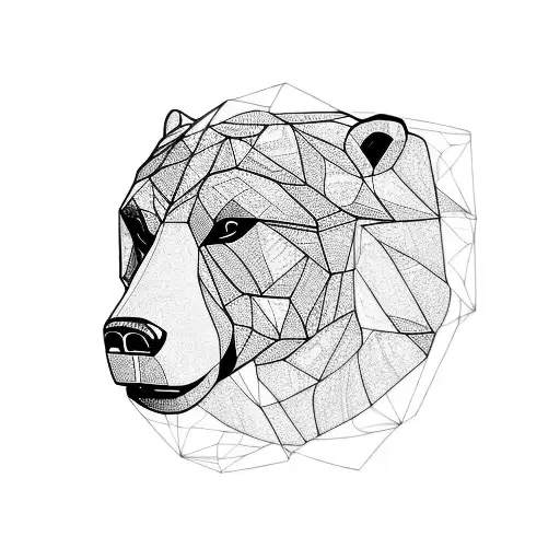Grizzly Bear Head Geometrical Outlines Black