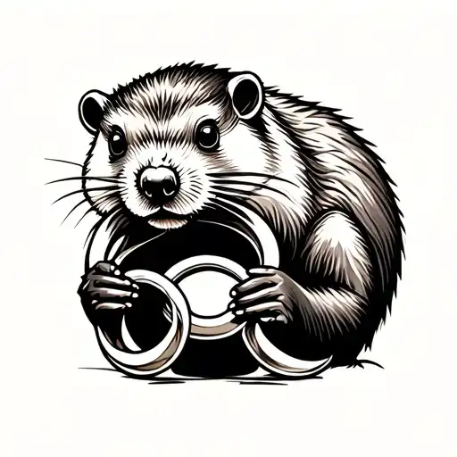 Beaver Holding A Ring