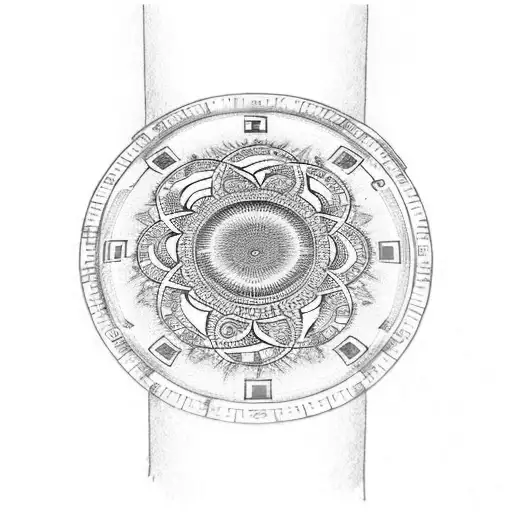 Fibonacci Sequence And Watch Gears And Palm Tree