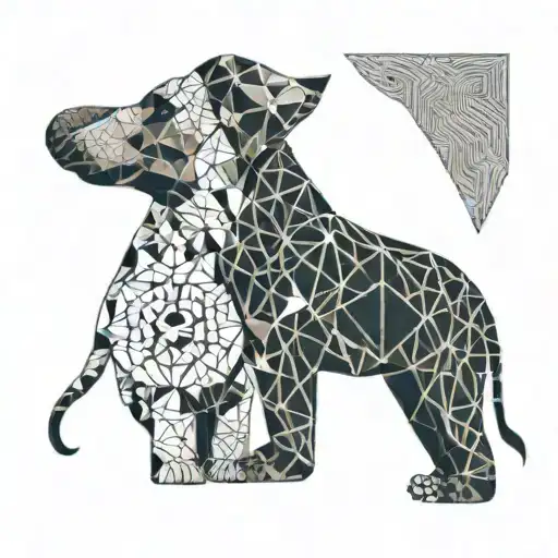 Elephant And German Shepherd Dog Hug Each Other