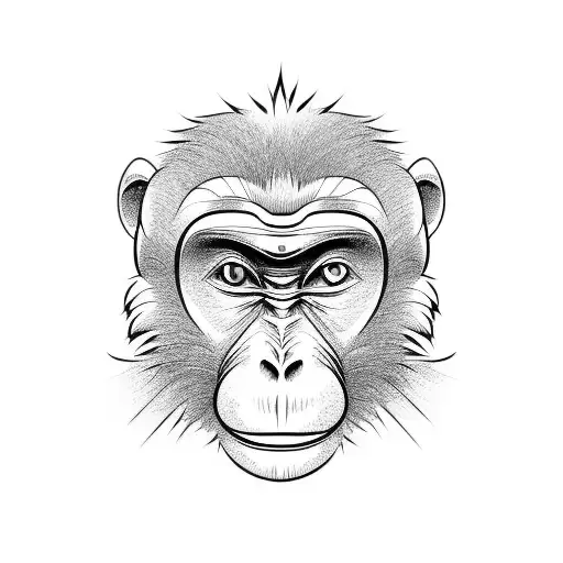 Monkey With Red Chinese Ink