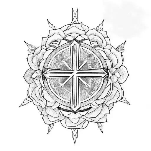 Christian Cross Con Rosas