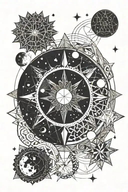 Phases Of The Moon With A Star In The Middle