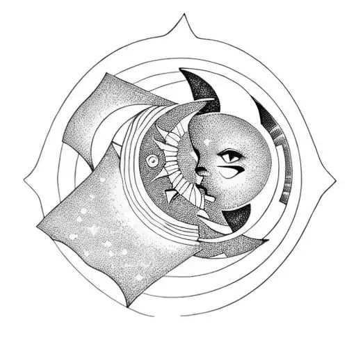 Sun And Moon Surrounded By Magic