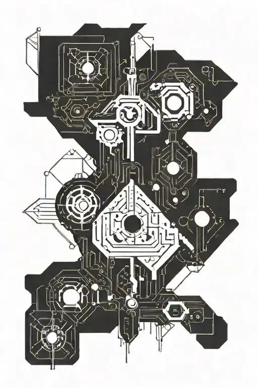 A Circuit Like Tattoo With The Symbols From Warhammer 40K
