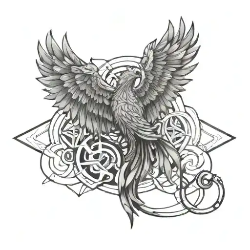 Pheonix And Stethoscope Intertwined In The Cloud Background