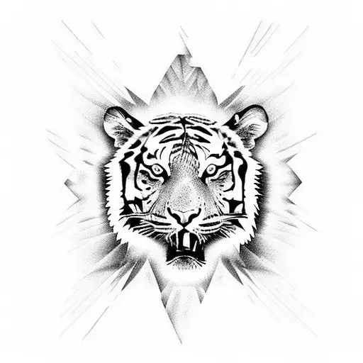 Tiger Emerging From A Jungle Waterfall