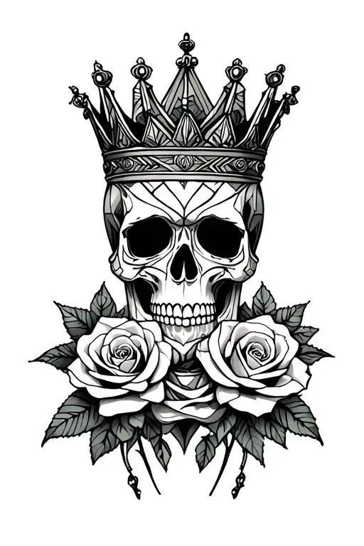 Skull With A Crown And Roses